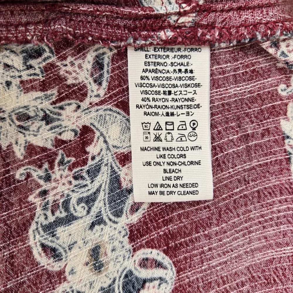 Free People Smooth Talker Boho Paisley Deep Cut V Back Peplum  Tunic Mini Medium - Picture 8 of 9